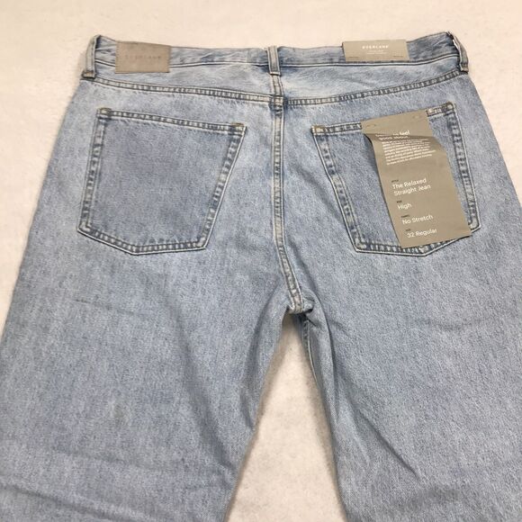 NWT EVERLANE Jean Women 32(38x28) Relaxed Straight Hi Rise Light Wash Organic - Picture 4 of 16